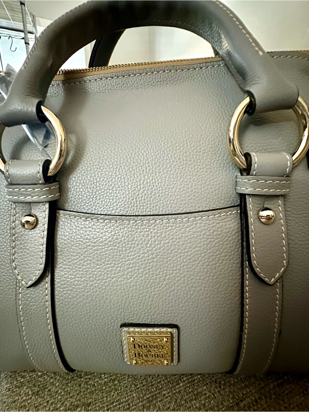 Dooney & Bourke Satchel 30 Grey Sorrento Leather With Pocket NWT $508 MSRP - Picture 5 of 16